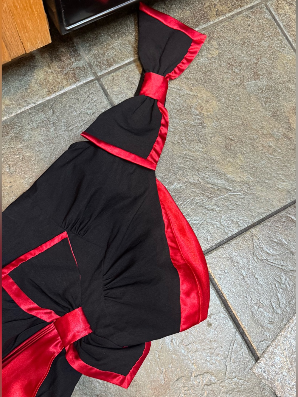 Stop Staring Black One-Shoulder Sheath Dress with Red Trim & Ruffle S - Picture 8 of 11